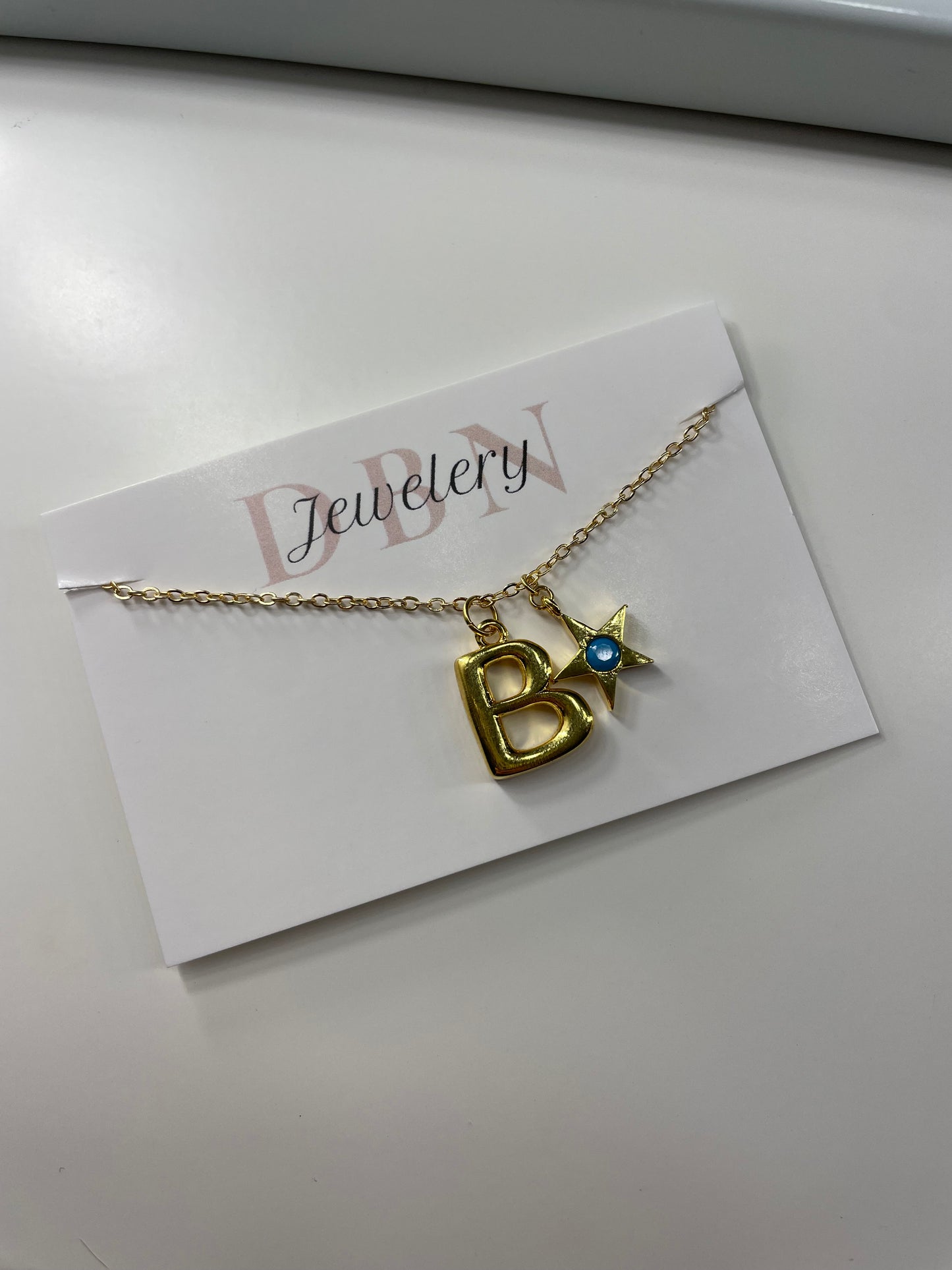 24kt Gold Plated Personalised Initial and Birthstone Star Necklace