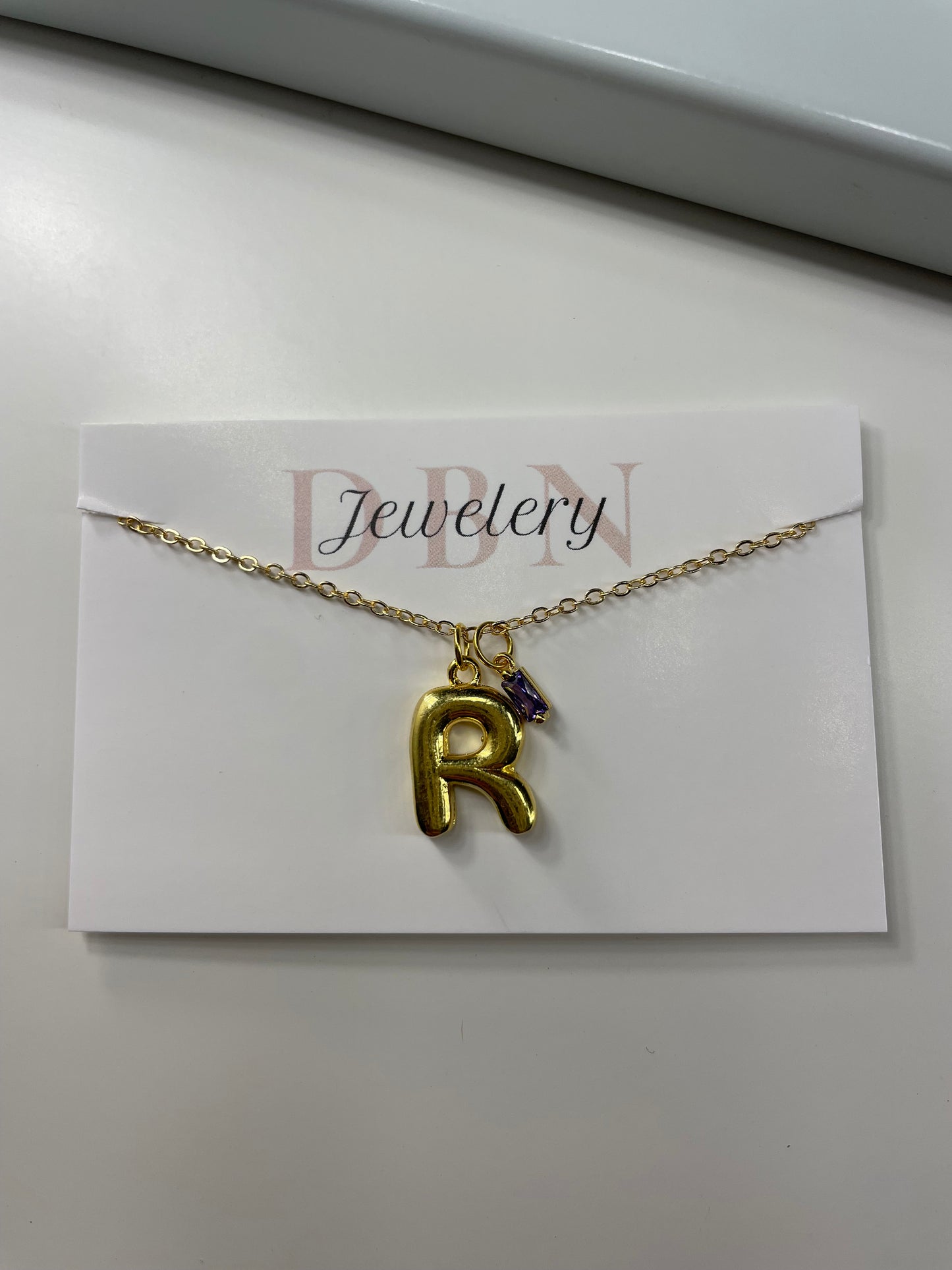 24kt Gold Plated Personalised Initial and Birthstone Necklace