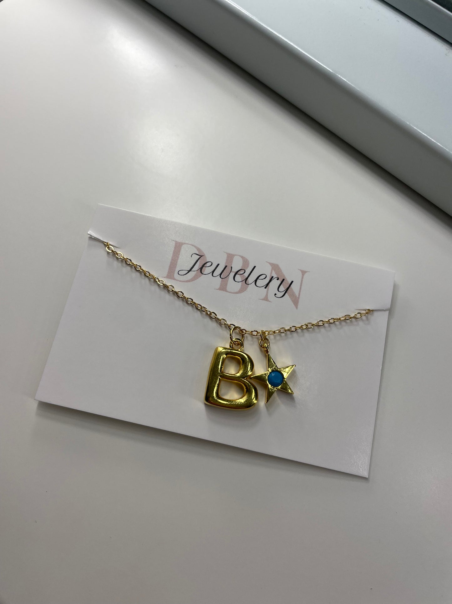24kt Gold Plated Personalised Initial and Birthstone Star Necklace