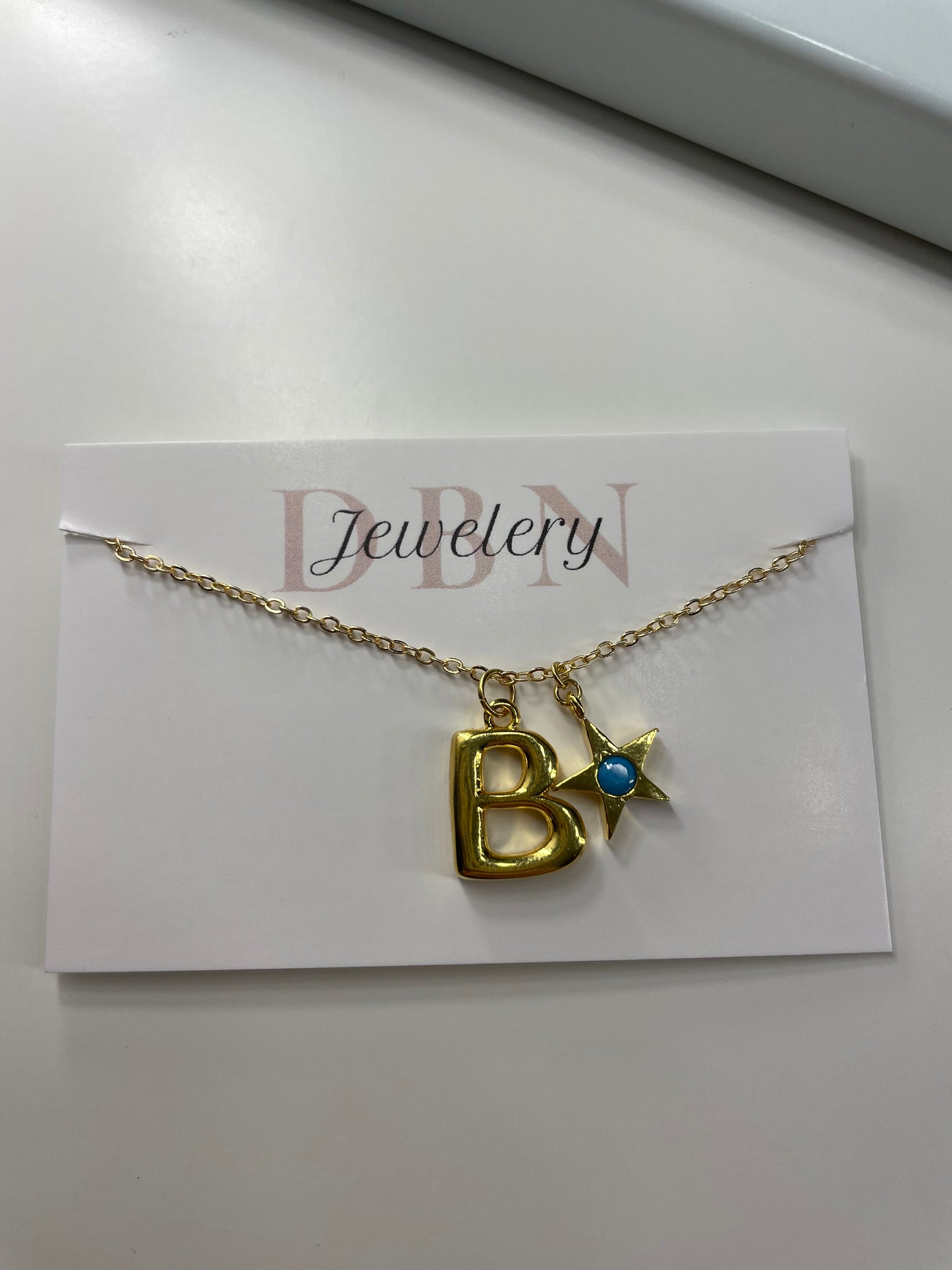24kt Gold Plated Personalised Initial and Birthstone Star Necklace