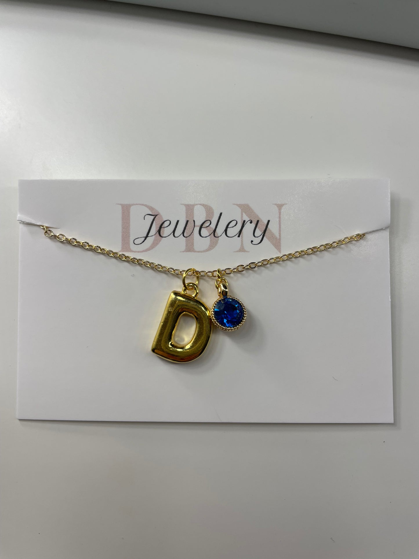 24kt Gold Plated Personalised Initial and Birthstone Gem Necklace