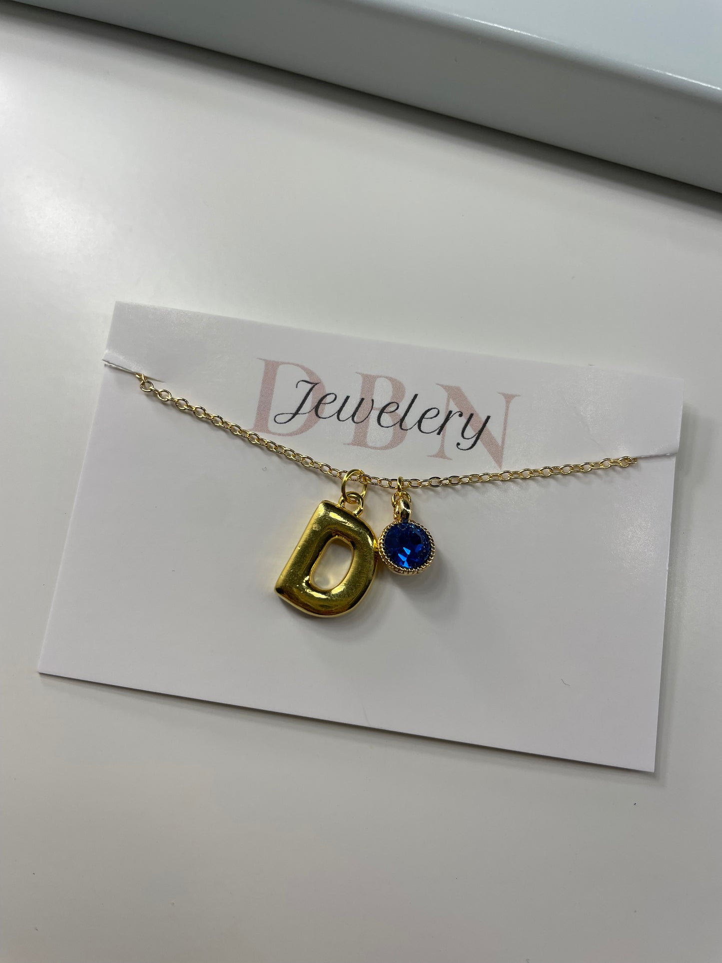 24kt Gold Plated Personalised Initial and Birthstone Gem Necklace