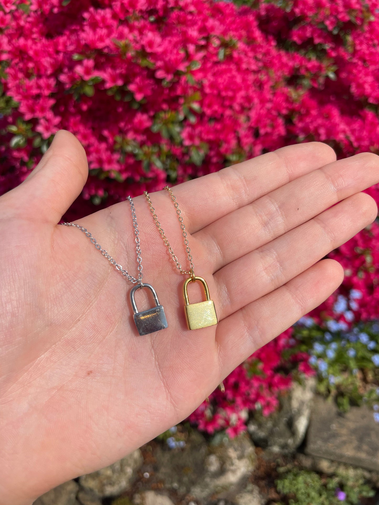 Silver Plated Padlock Pendant Necklace
