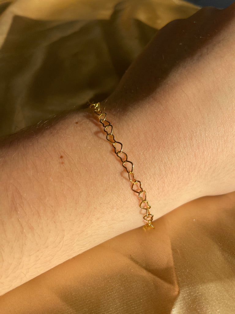 24kt Gold Plated Heart Chain Bracelet