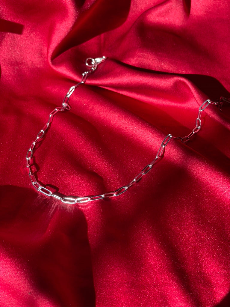 Silver Plated Paperclip Chain Necklace