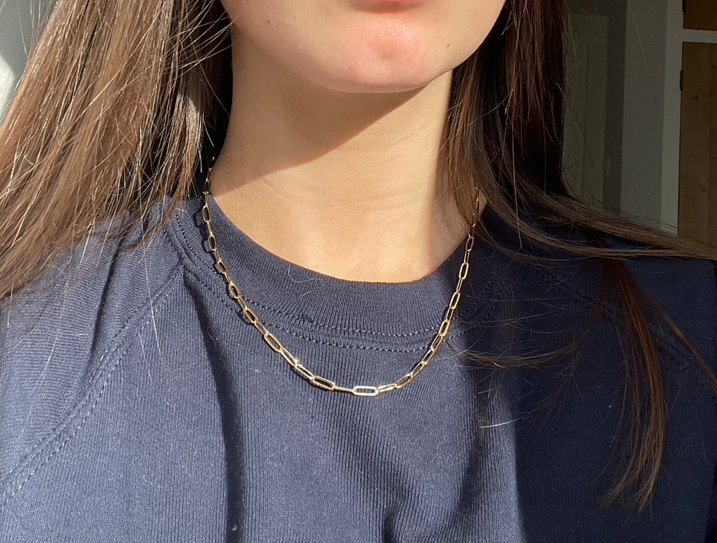 24Kt Gold Plated Paperclip Chain Necklace