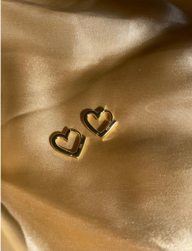 Gold Plated Heart Huggie Earrings