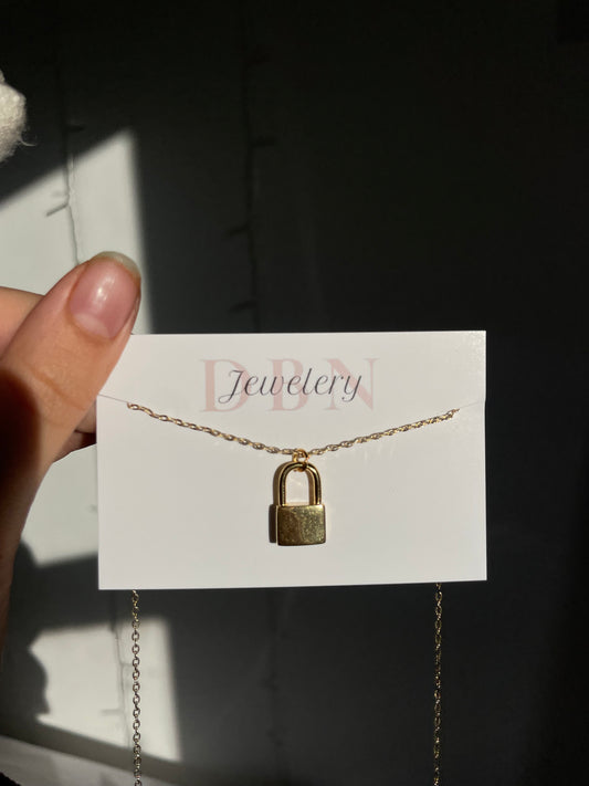 24kt Gold Plated Padlock Pendant Necklace