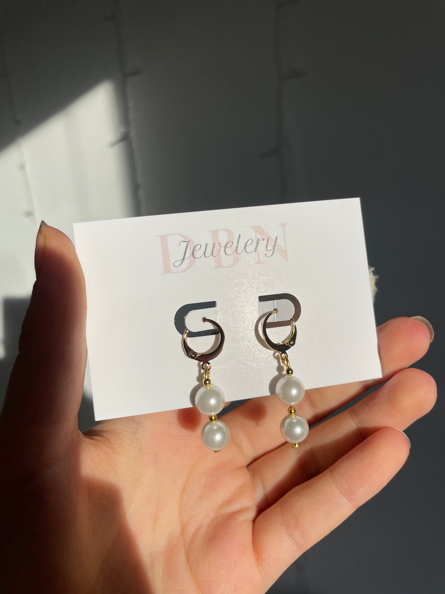 Gold Double Pearl Earrings