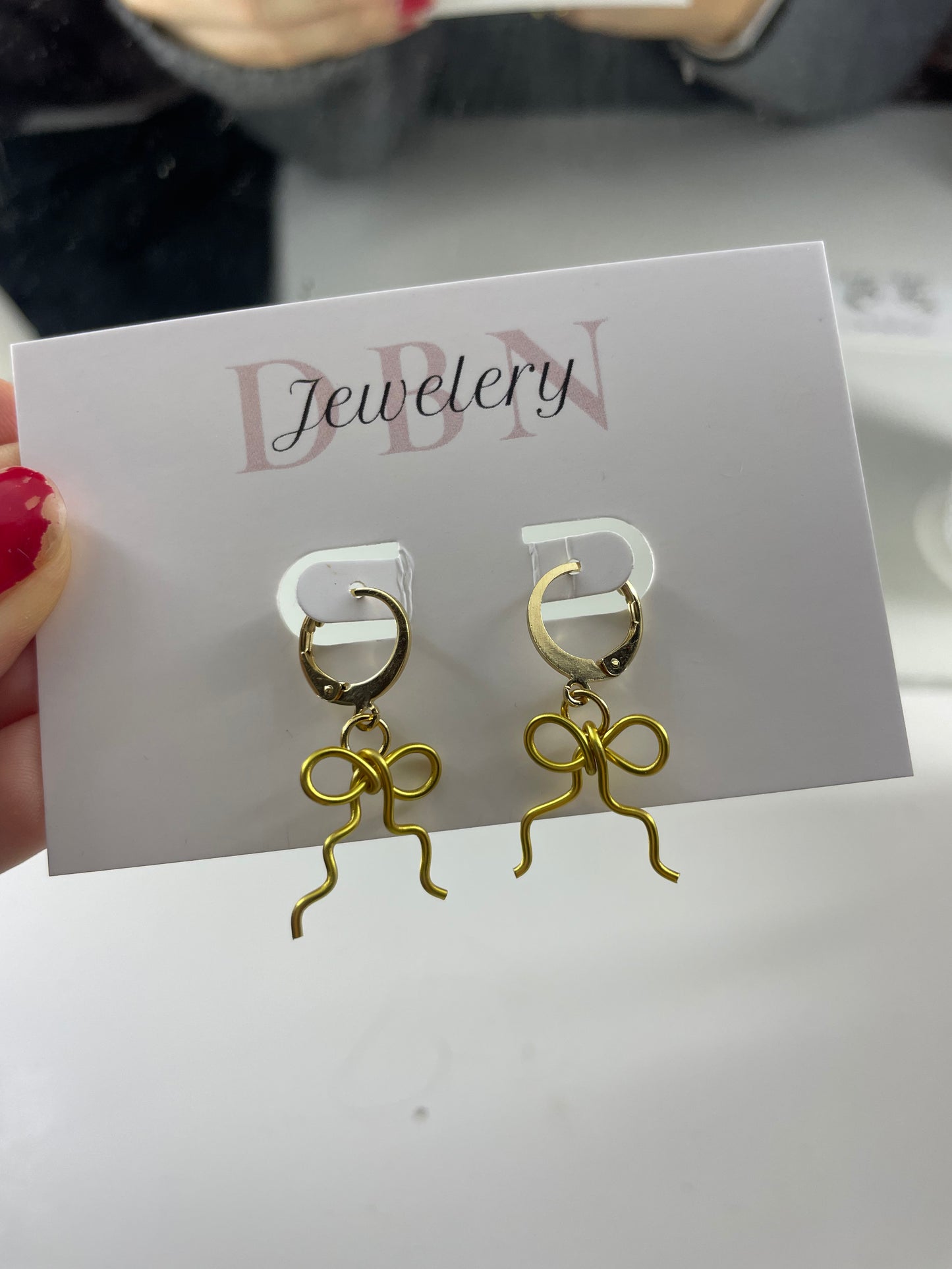 Gold Wire Bow Earrings