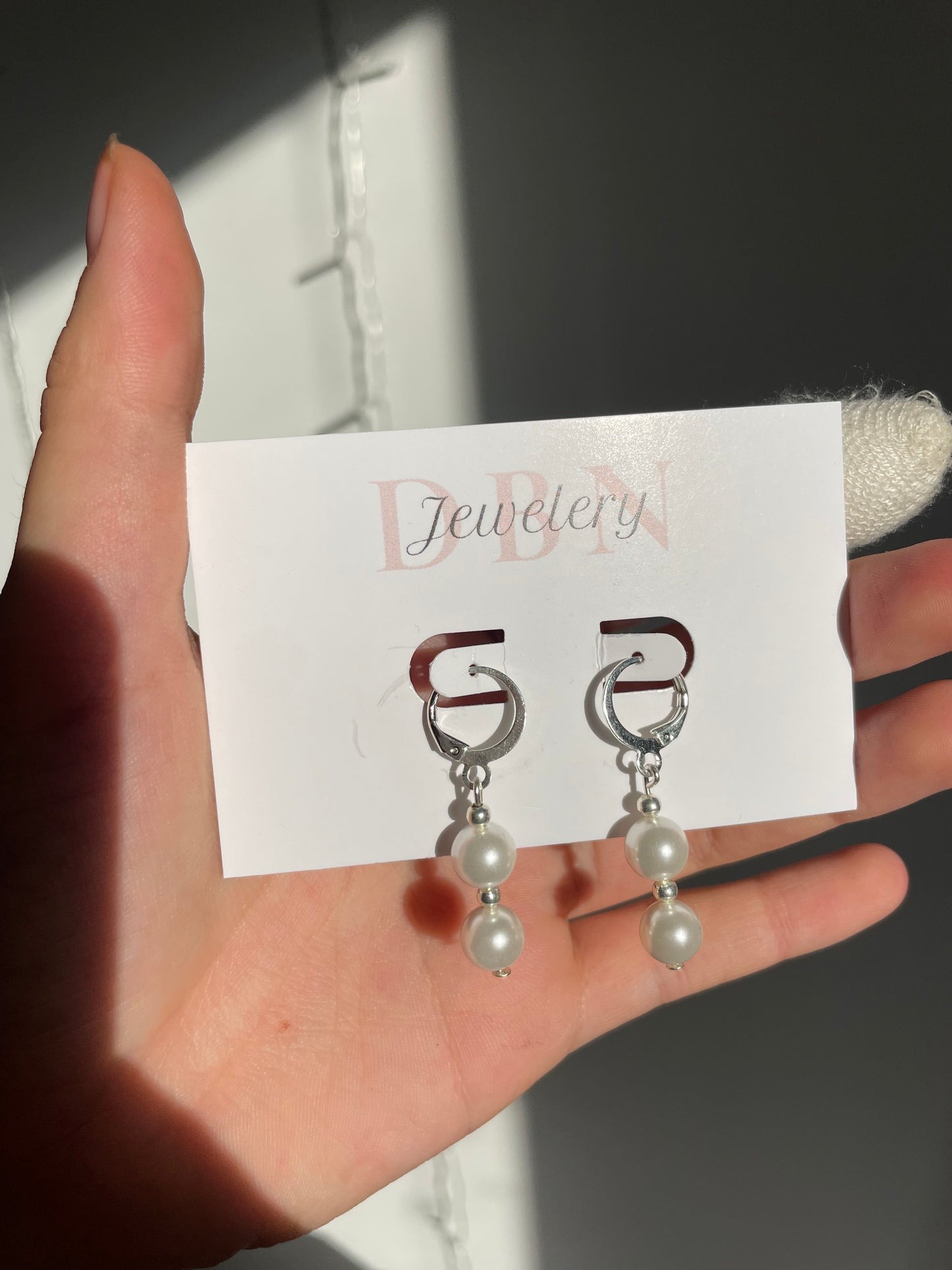 Silver Double Pearl Earrings