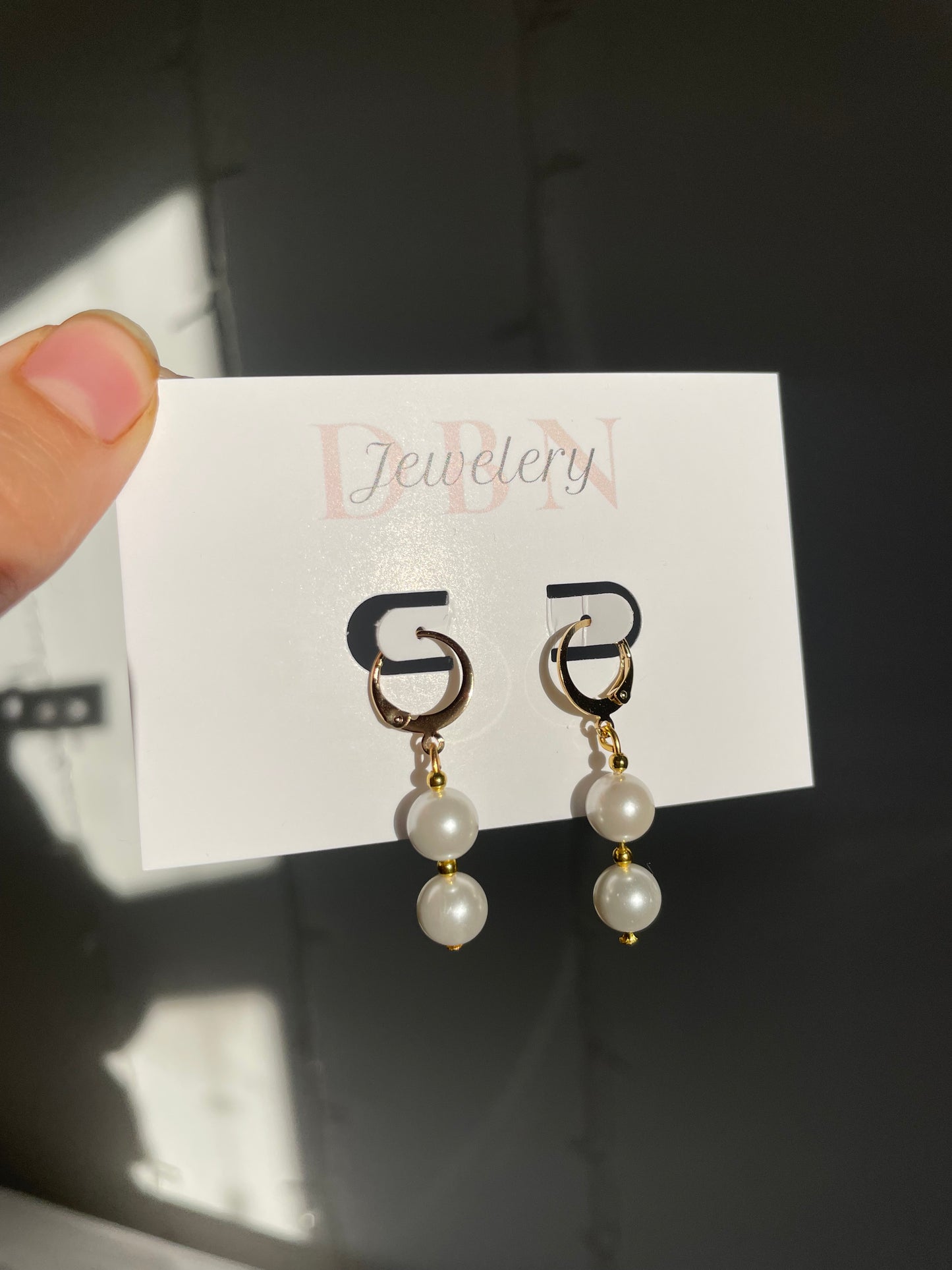 Gold Double Pearl Earrings