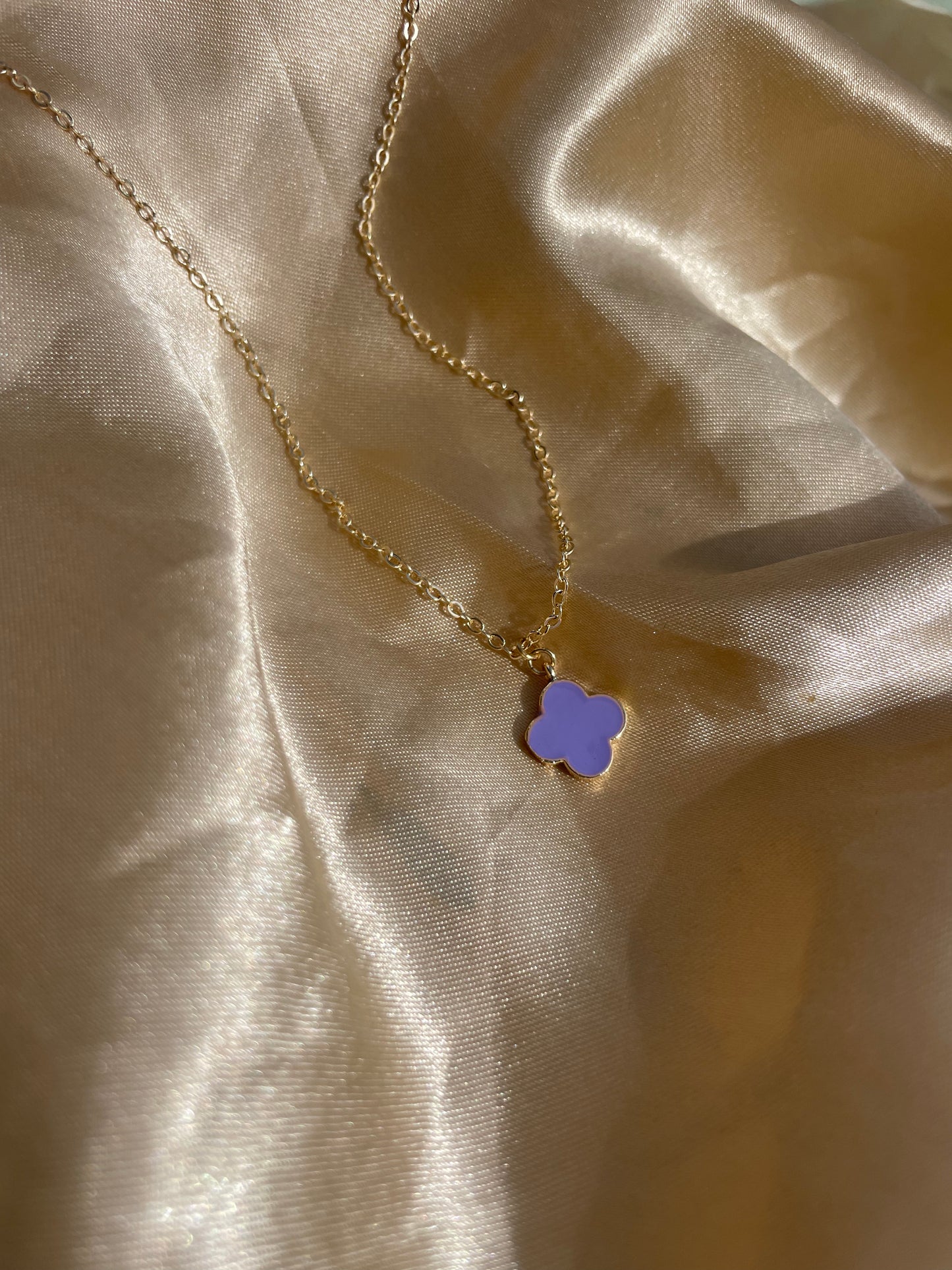 24kt Gold Plated Purple Clover Necklace