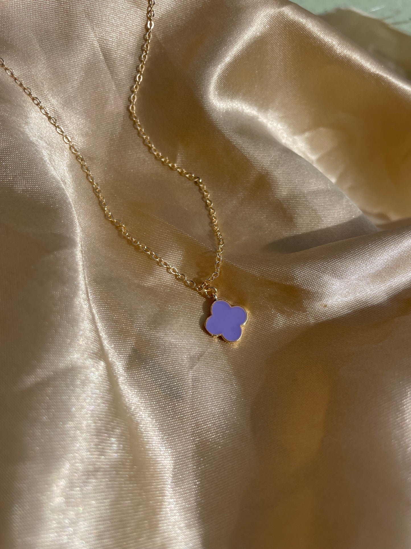 24kt Gold Plated Purple Clover Necklace