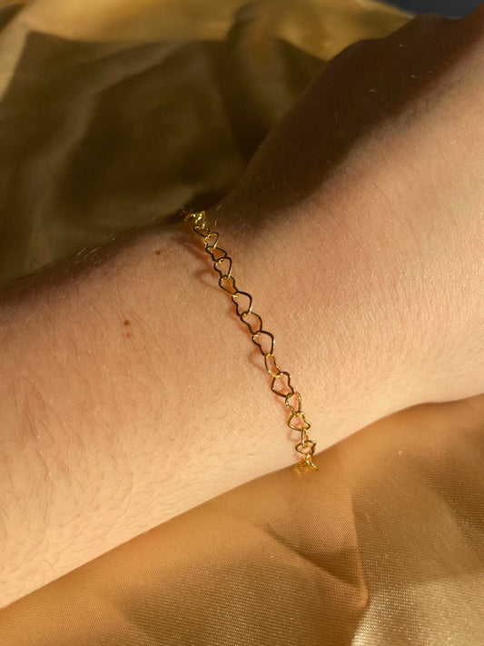 24kt Gold Plated Heart Chain Bracelet
