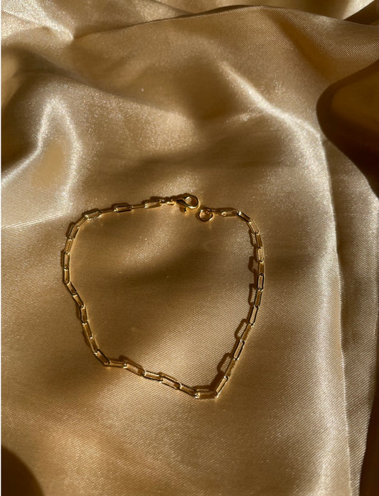 24kt Gold Plated Paperclip Chain Bracelet