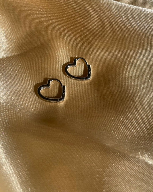 Silver Plated Heart Huggie Earrings