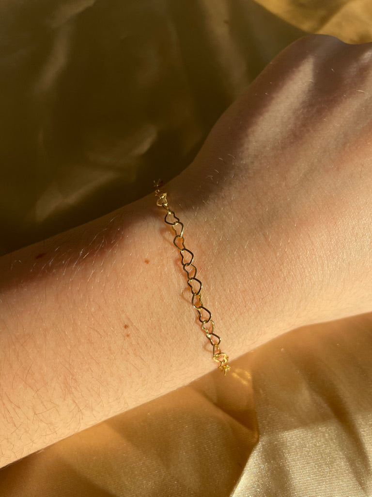 24kt Gold Plated Heart Chain Bracelet
