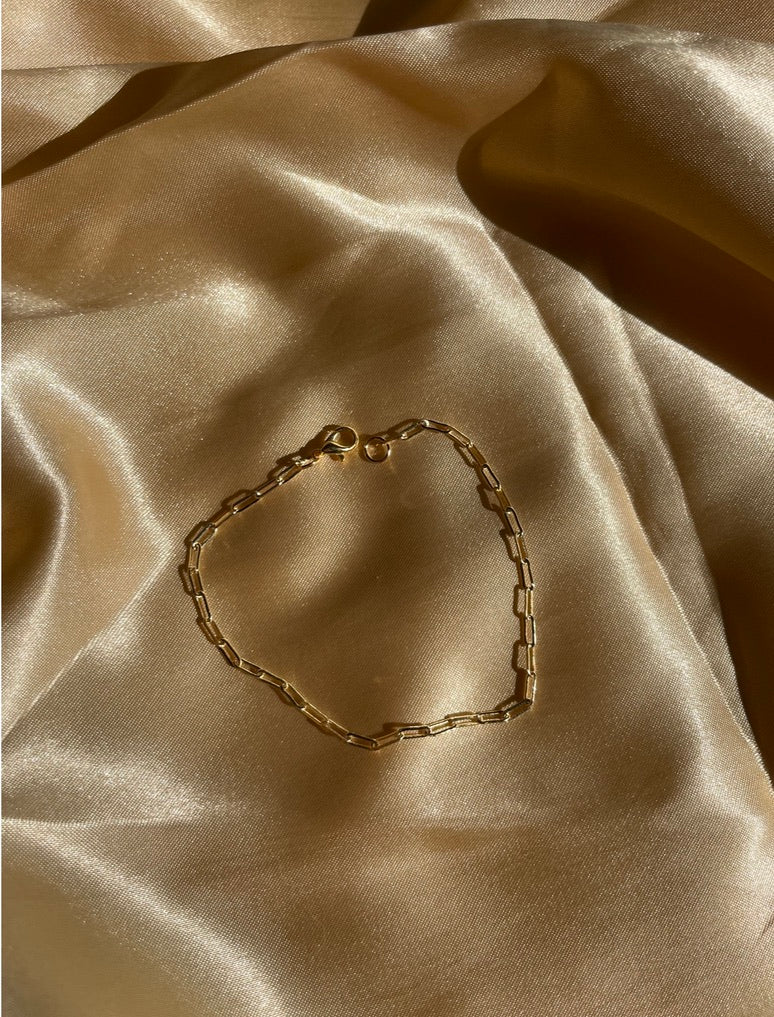 24kt Gold Plated Paperclip Chain Bracelet