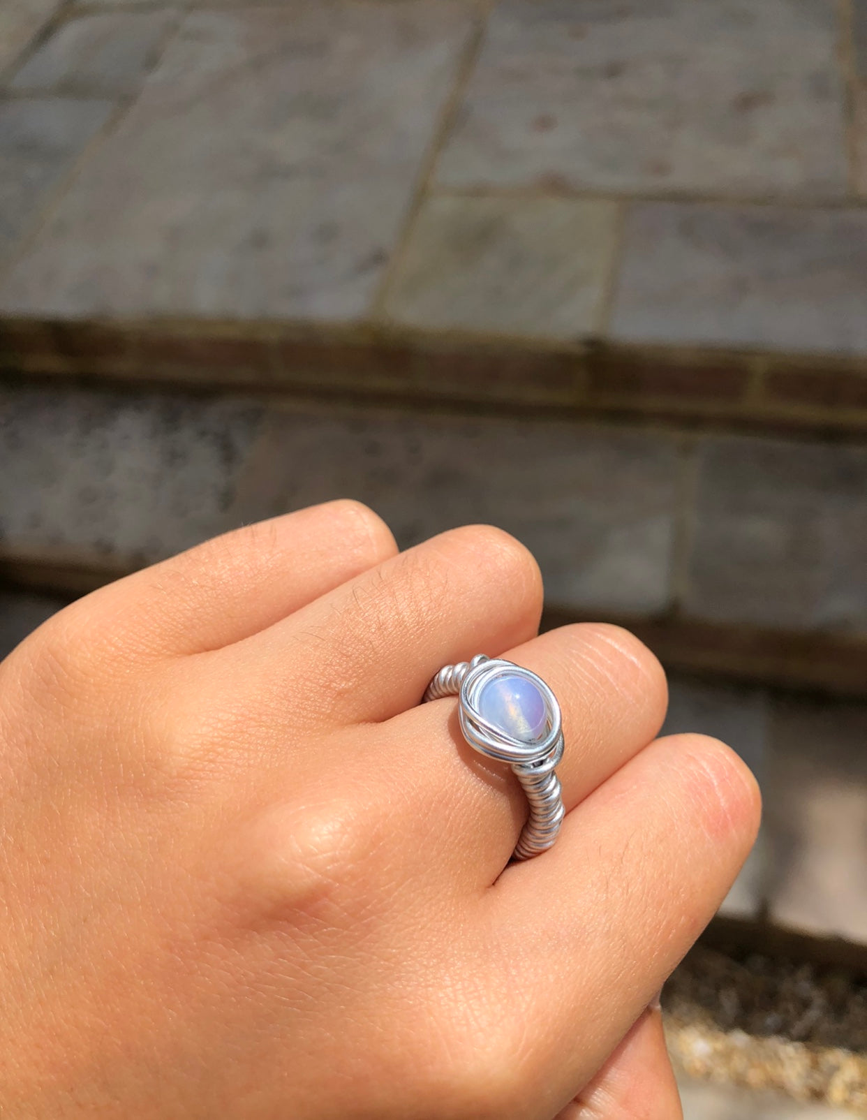 Opal Wire Ring Silver