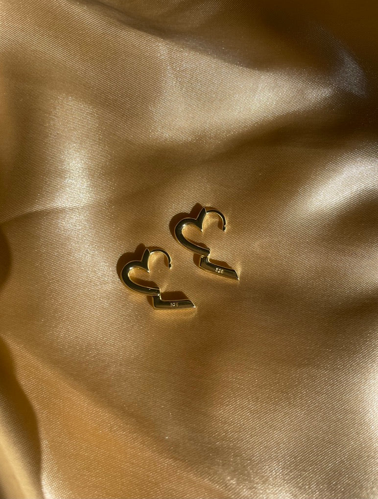 Gold Plated Heart Huggie Earrings