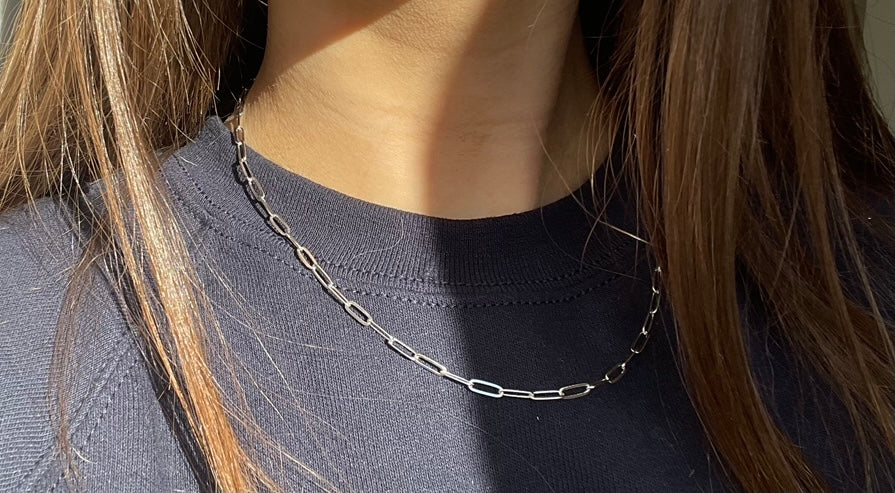 Silver Plated Paperclip Chain Necklace