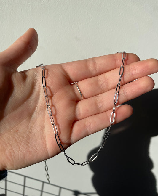 Silver Plated Paperclip Chain Necklace