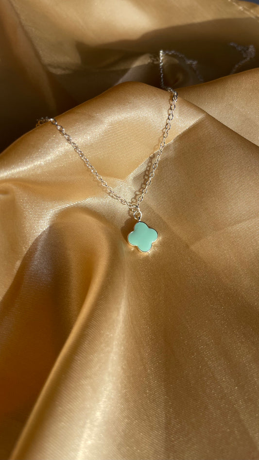 Silver Plated Mint Clover Necklace