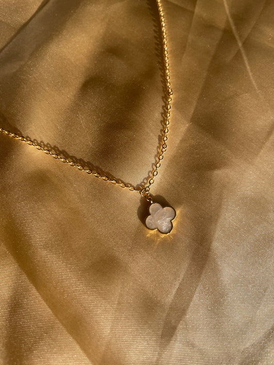 24kt Gold Plated Pearl Clover Necklace