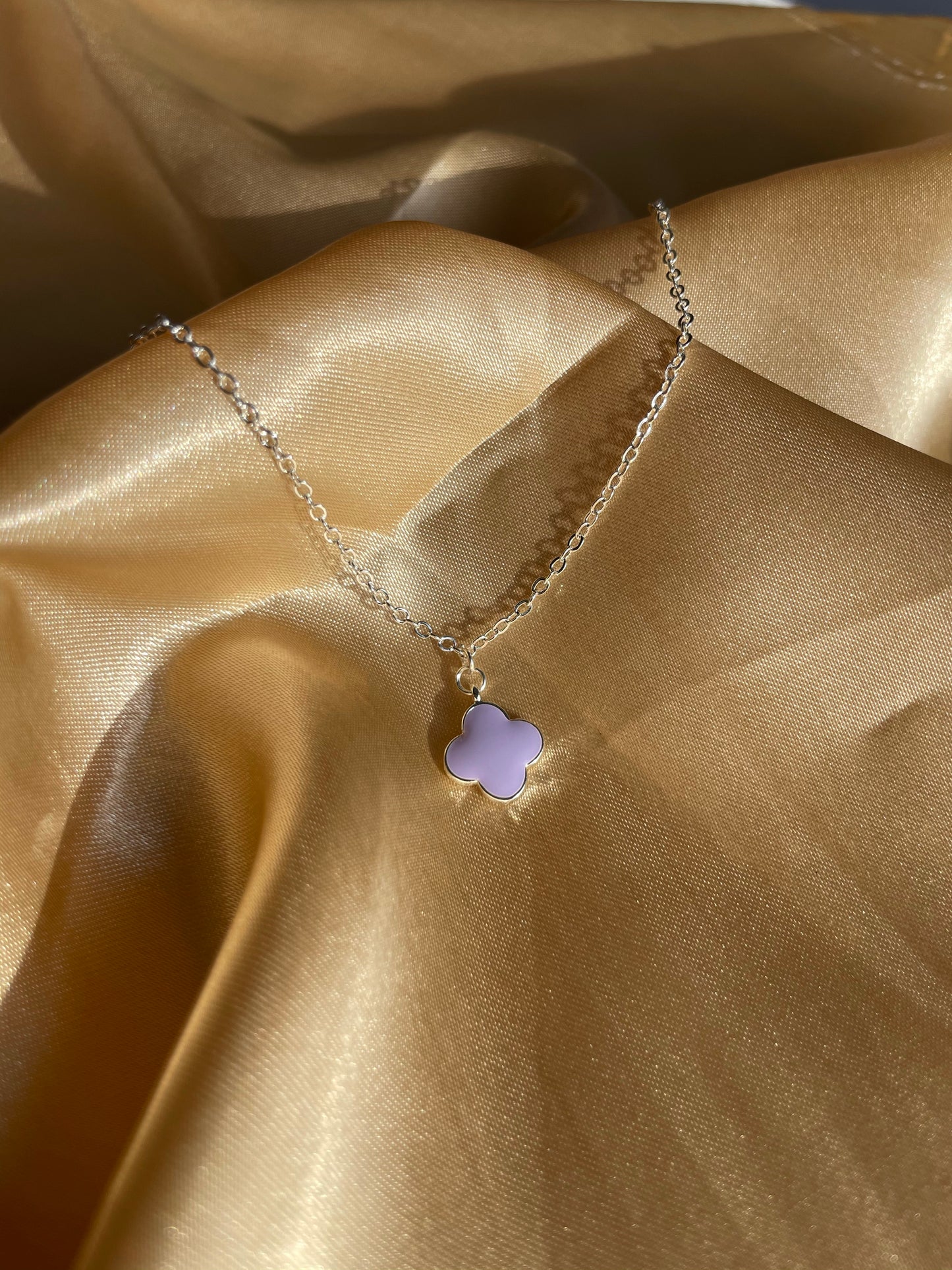 Silver Plated Purple Clover Necklace