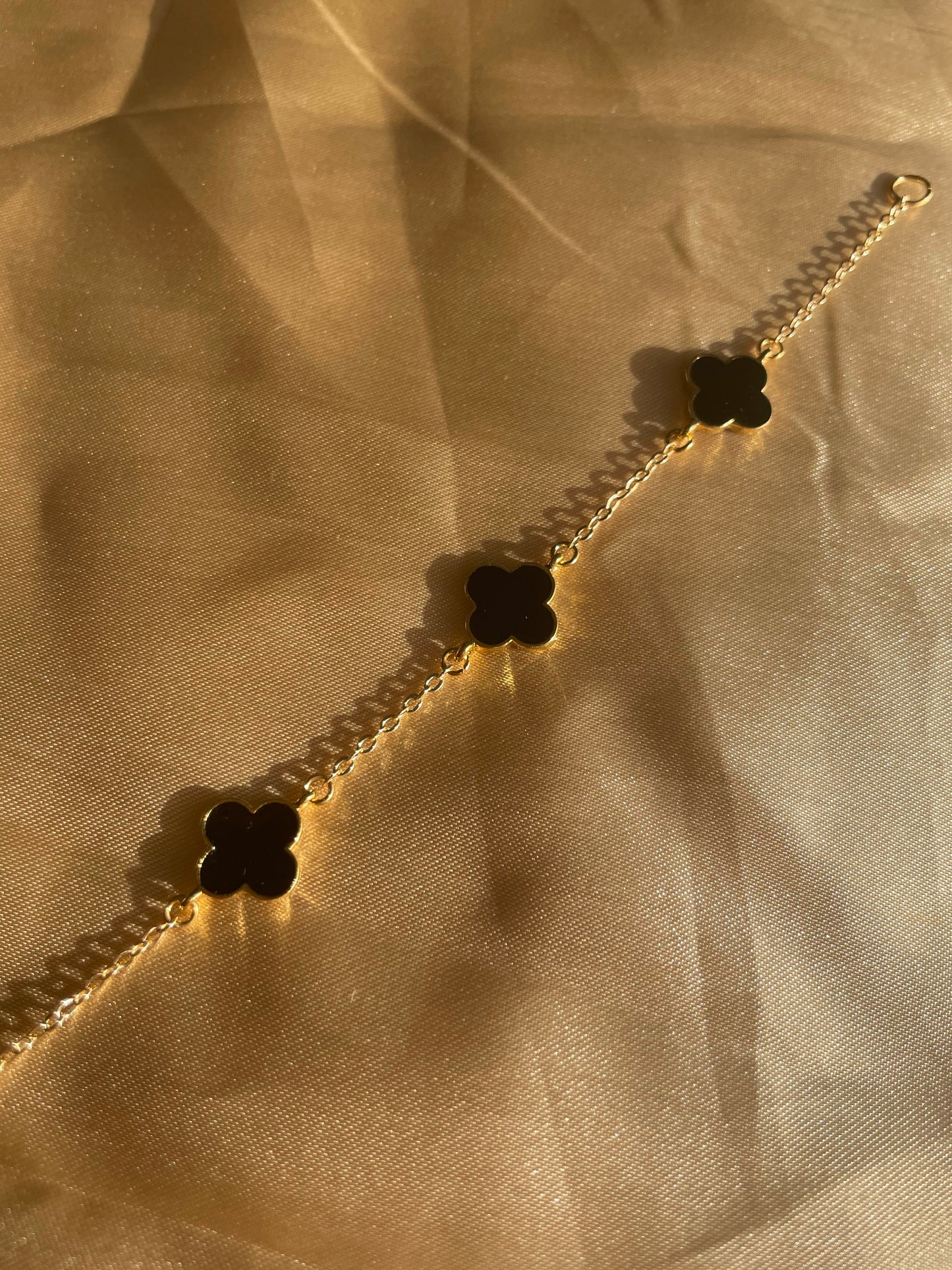 24kt Gold Plated Black Clover Bracelet