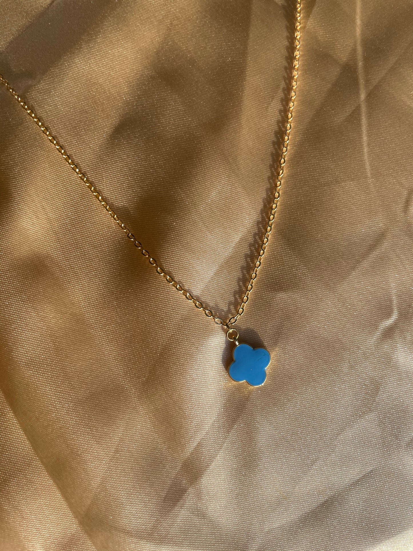 24kt Gold Plated Blue Clover Necklace