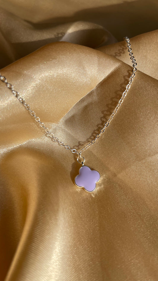 Silver Plated Purple Clover Necklace