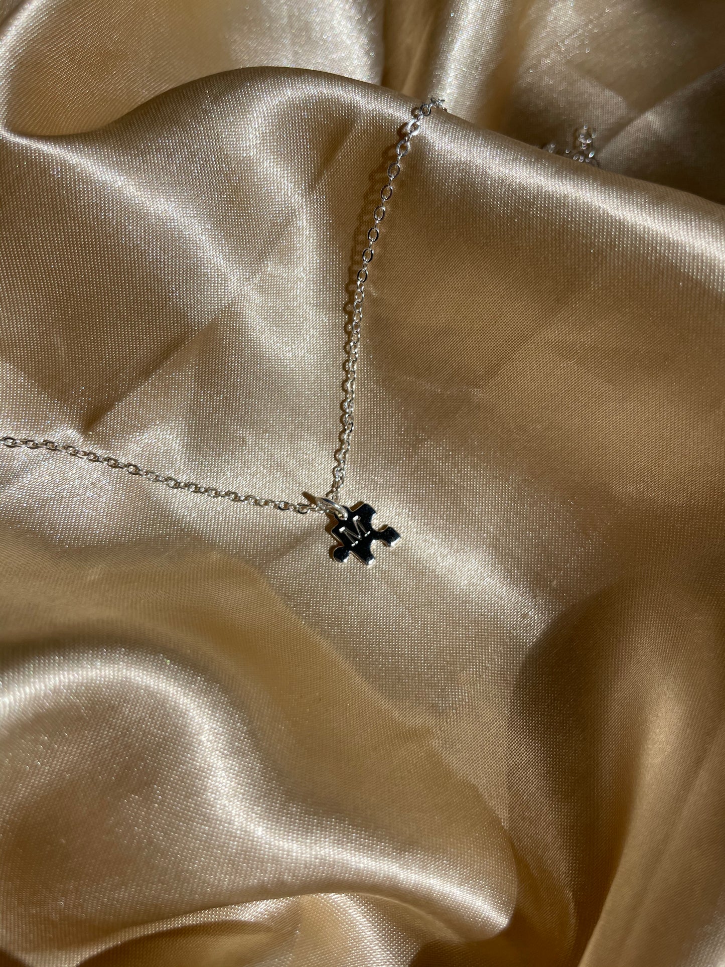 Silver Plated Puzzle Piece Necklace