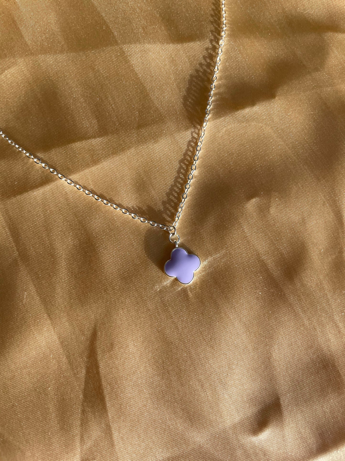 Silver Plated Purple Clover Necklace