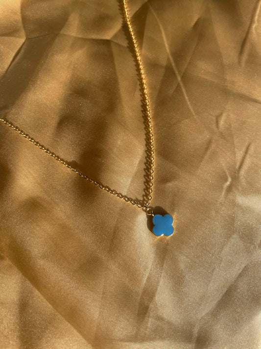 24kt Gold Plated Blue Clover Necklace