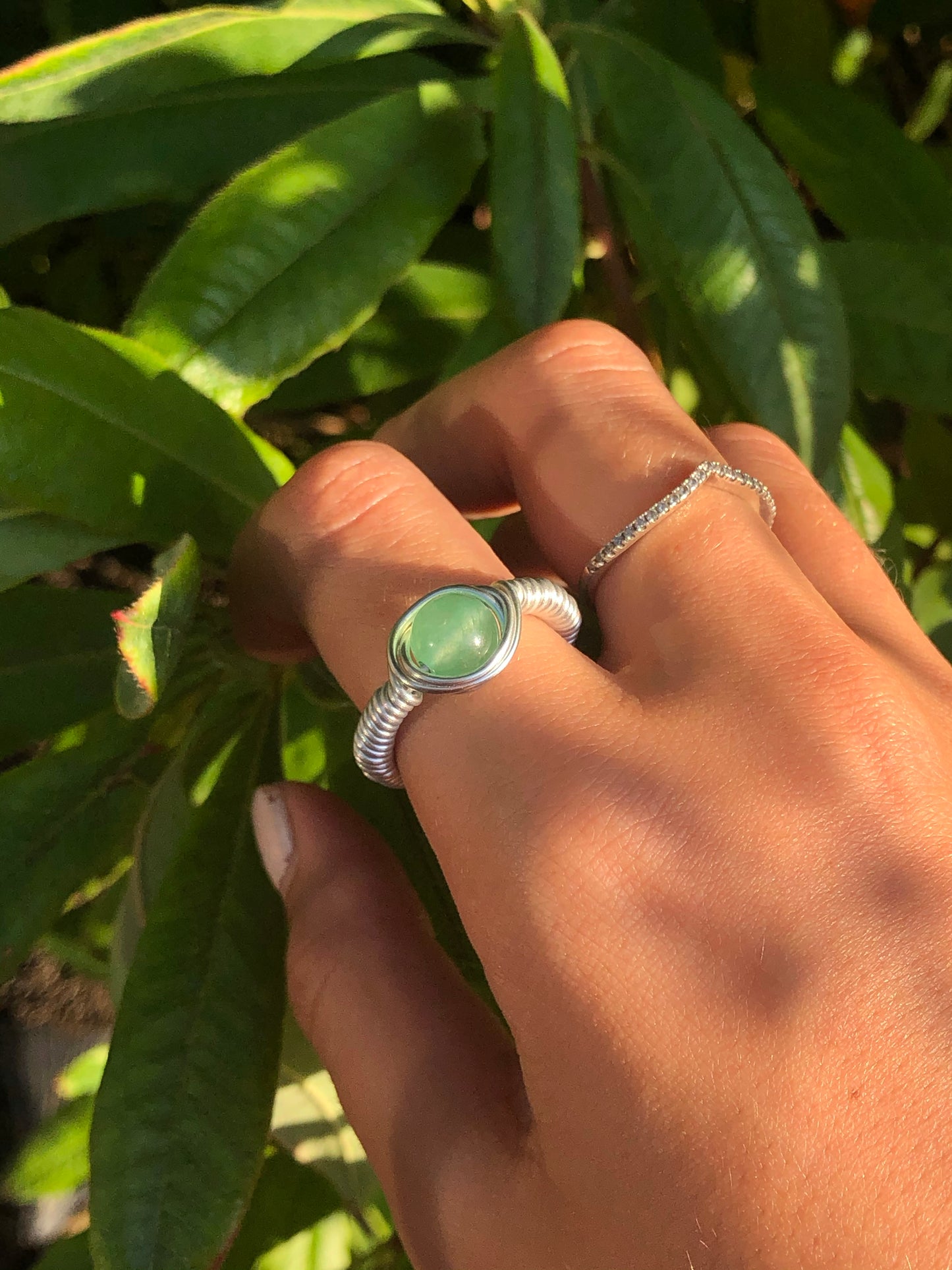 Jade Wire Ring Silver