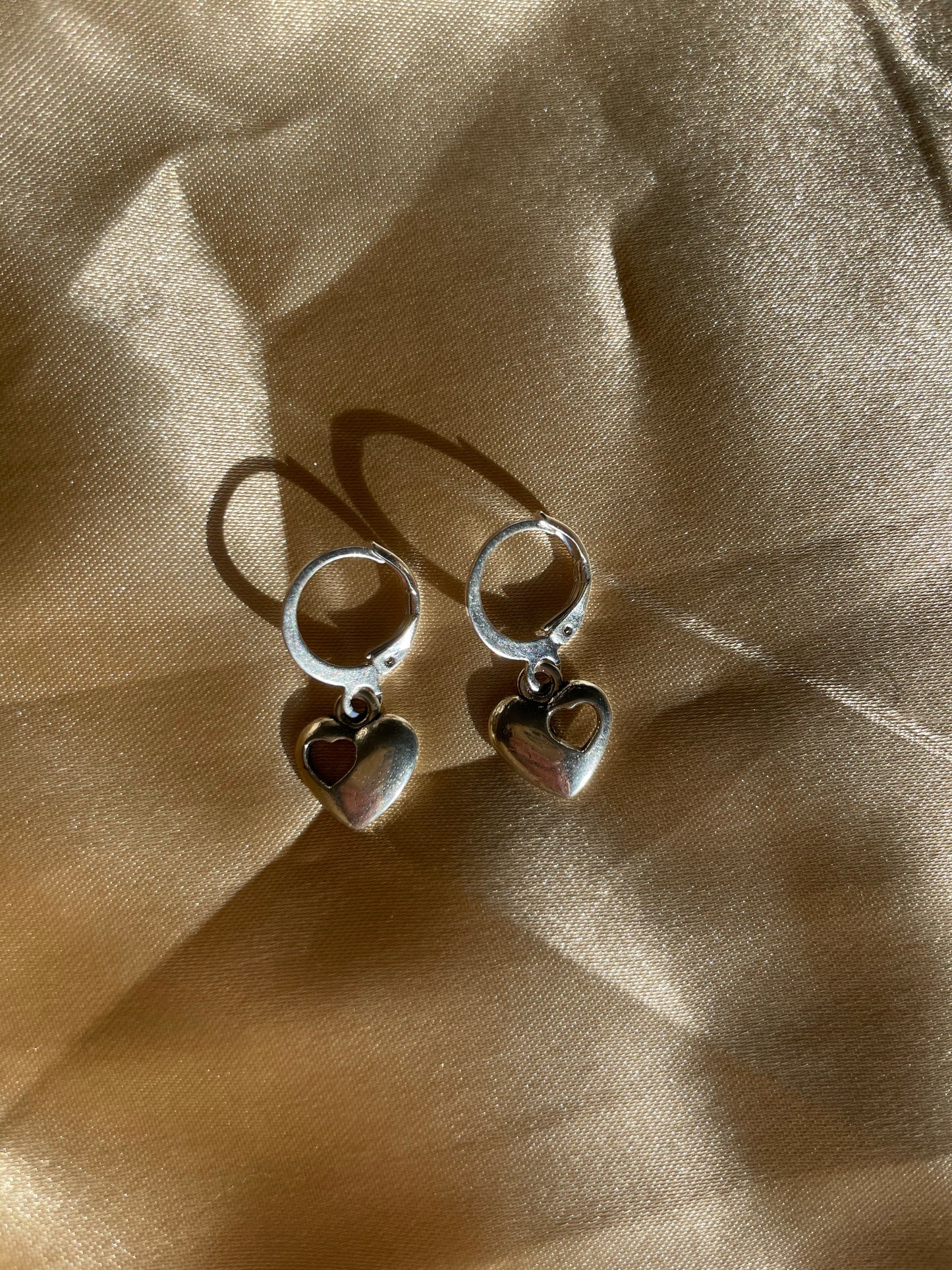 Silver Heart Charm Earrings