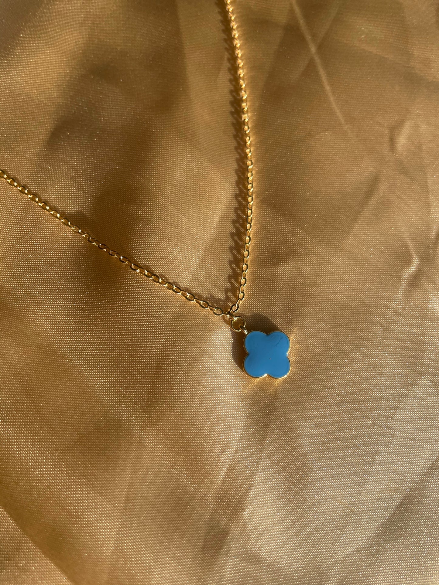 24kt Gold Plated Blue Clover Necklace